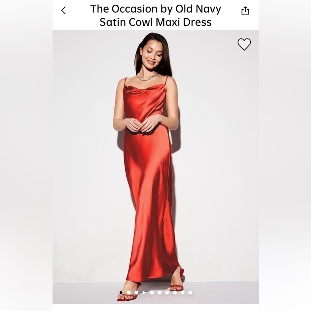 Old Coral Cowl Neck Satin Slip Dress
